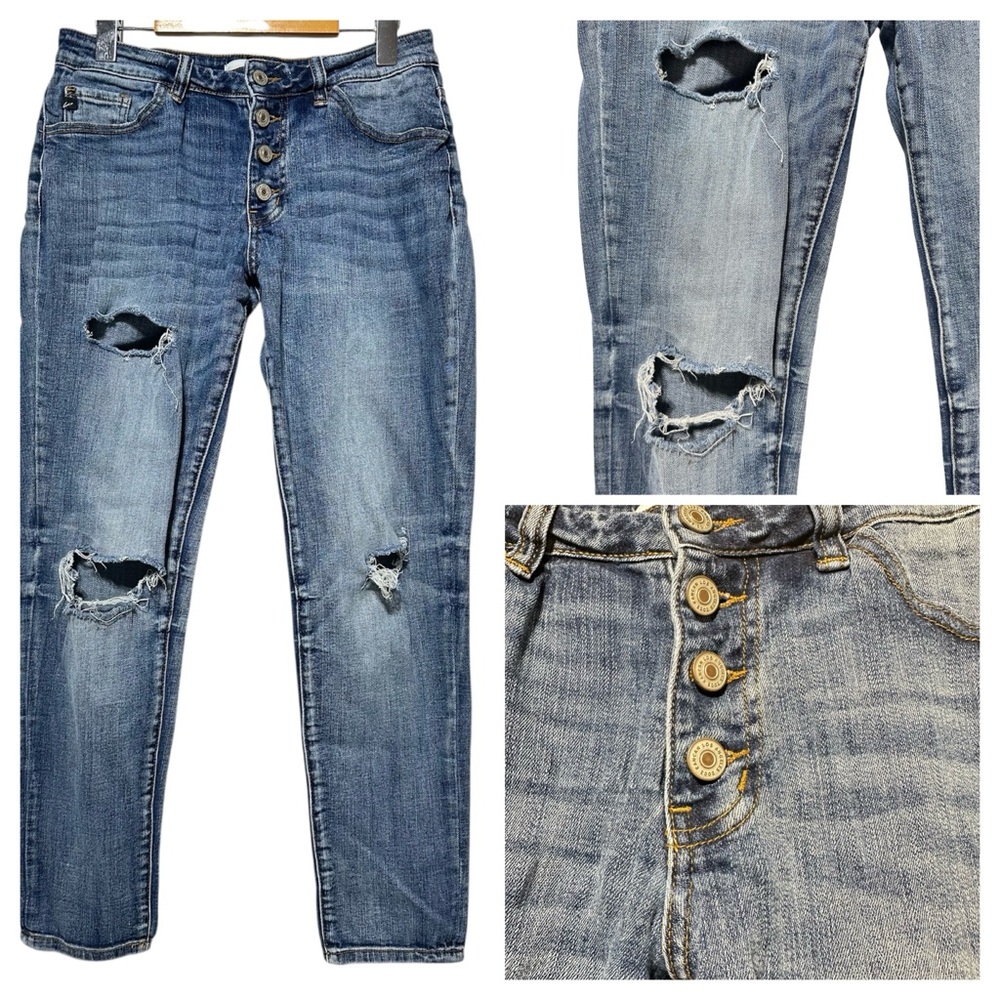 RanCan Distressed Boyfriend Jeans | Ripped Streetwear | Size 28